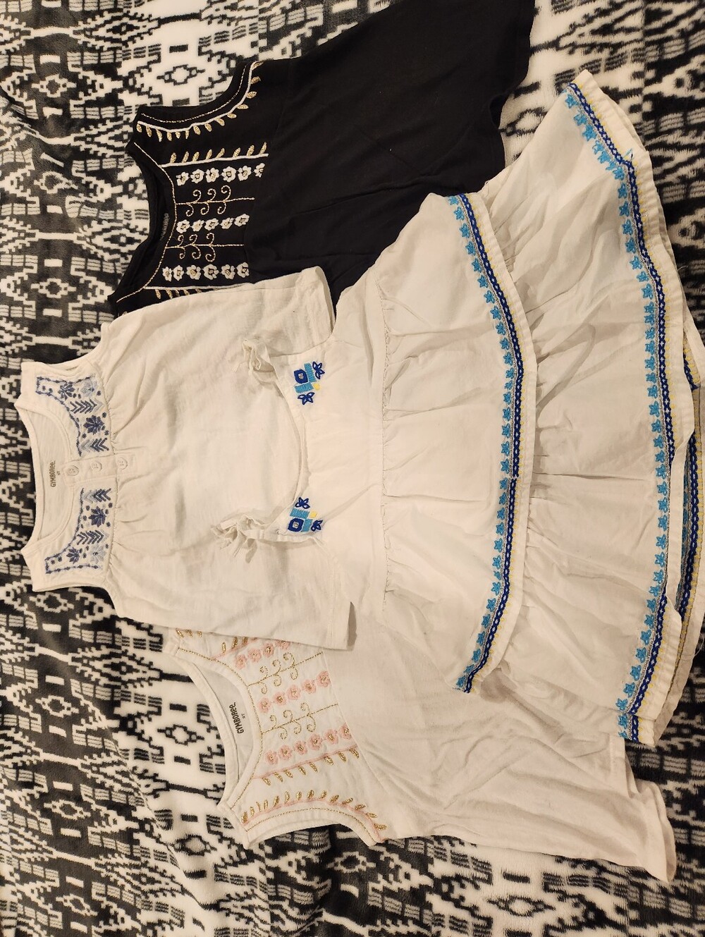 Gymboree Kids Embroidered Tank Dresses - White & Black Options, Size 3T